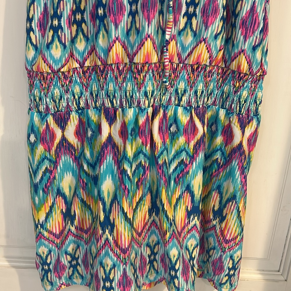 Kenneth Cole Reaction Multicolor Ikat Print Swim Cover Up Dress-sz L - Picture 5 of 8